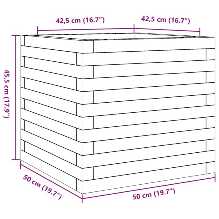 Jardinière cire marron 50x50x45,5 cm bois de pin massif – Image 8