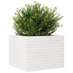 Jardinière blanc 60x60x45,5 cm bois de pin massif – Image 2