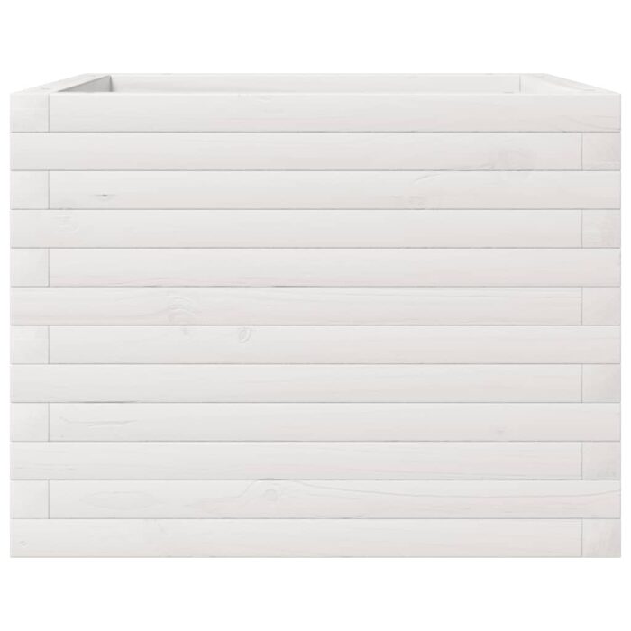 Jardinière blanc 60x60x45,5 cm bois de pin massif – Image 3