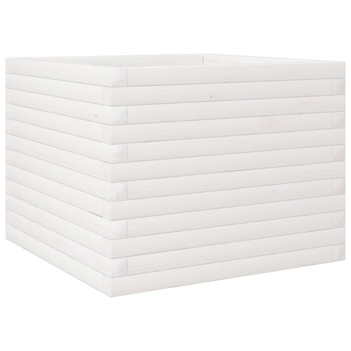 Jardinière blanc 60x60x45,5 cm bois de pin massif – Image 5