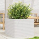 Jardinière blanc 60x60x45,5 cm bois de pin massif