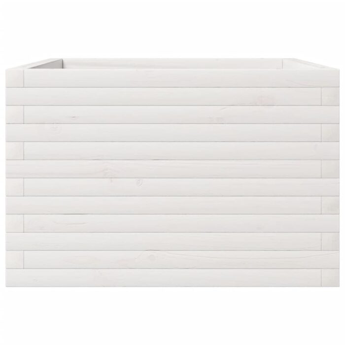 Jardinière blanc 70x70x45,5 cm bois de pin massif – Image 3