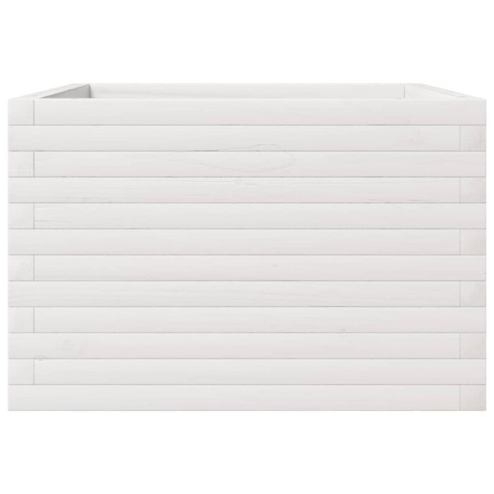Jardinière blanc 70x70x45,5 cm bois de pin massif – Image 4