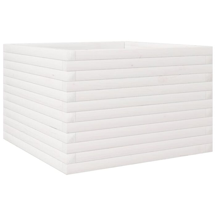Jardinière blanc 70x70x45,5 cm bois de pin massif – Image 5