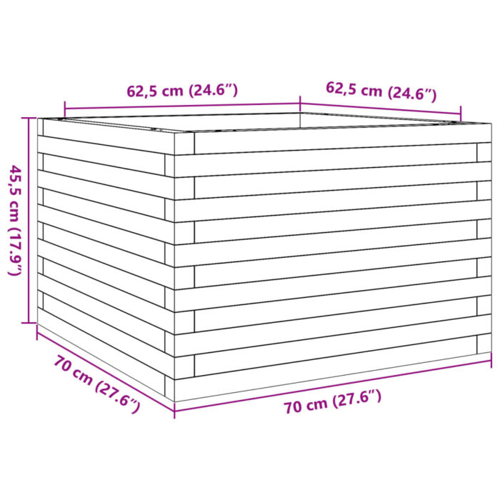 Jardinière blanc 70x70x45,5 cm bois de pin massif – Image 8
