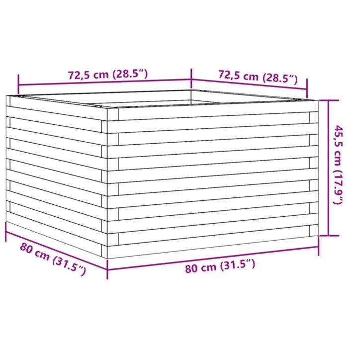 Jardinière 80x80x45,5 cm bois de pin massif – Image 8