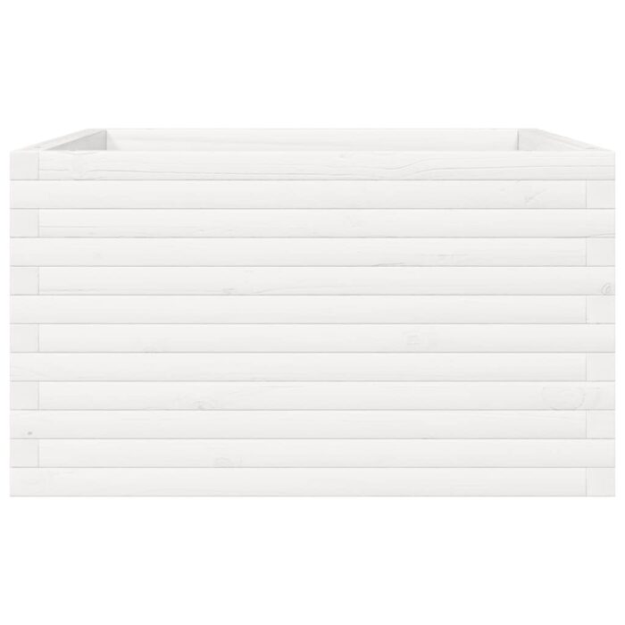 Jardinière blanc 80x80x45,5 cm bois de pin massif – Image 3