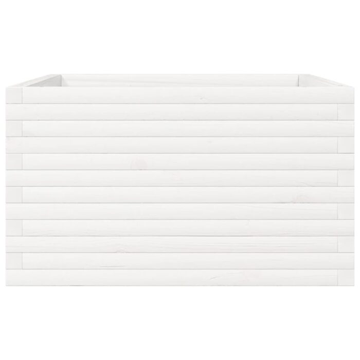 Jardinière blanc 80x80x45,5 cm bois de pin massif – Image 4