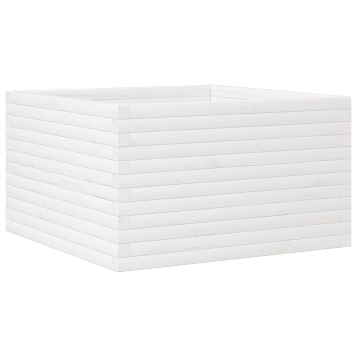 Jardinière blanc 80x80x45,5 cm bois de pin massif – Image 5