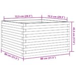 Jardinière cire marron 80x80x45,5 cm bois de pin massif – Image 8