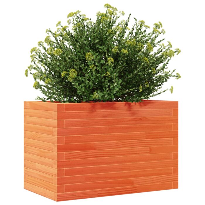 Jardinière cire marron 70x40x45,5 cm bois de pin massif – Image 2