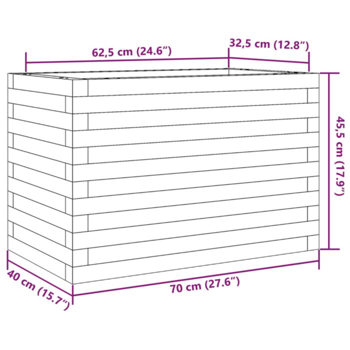 Jardinière cire marron 70x40x45,5 cm bois de pin massif – Image 8