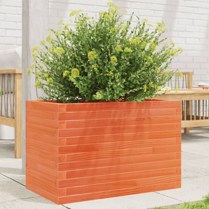 Jardinière cire marron 70x40x45,5 cm bois de pin massif – Image 1