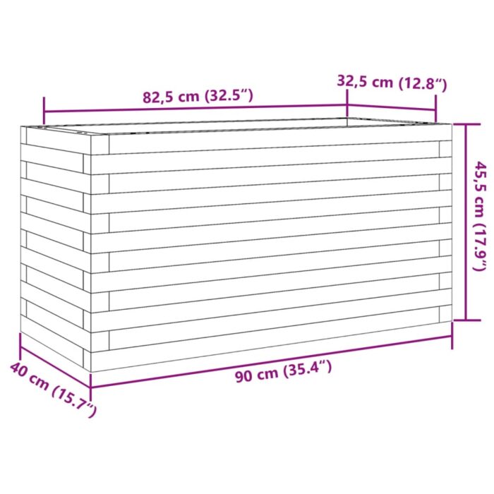 Jardinière 90x40x45,5 cm bois de pin massif – Image 8