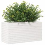 Jardinière blanc 90x40x45,5 cm bois de pin massif – Image 2
