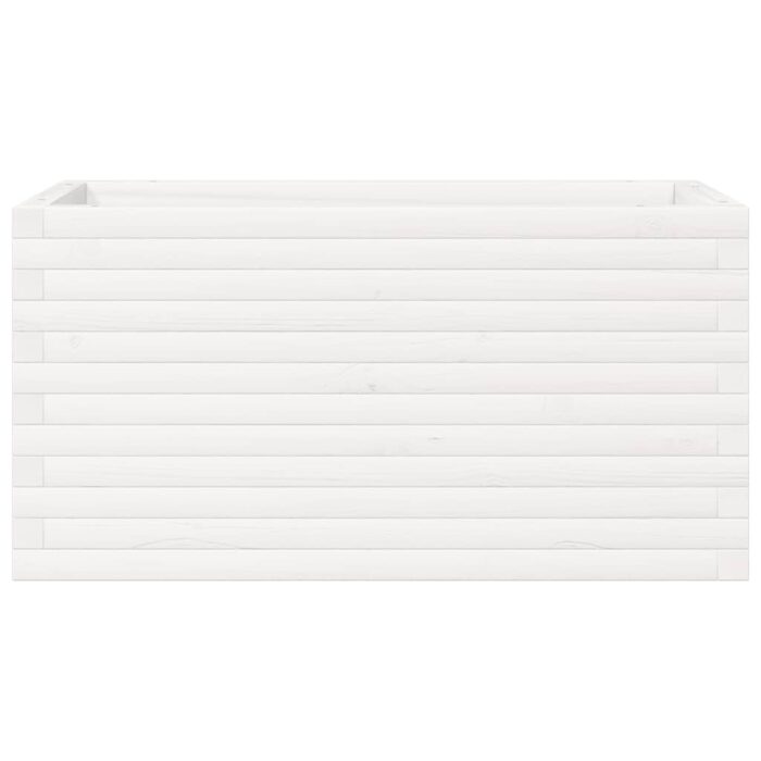 Jardinière blanc 90x40x45,5 cm bois de pin massif – Image 3
