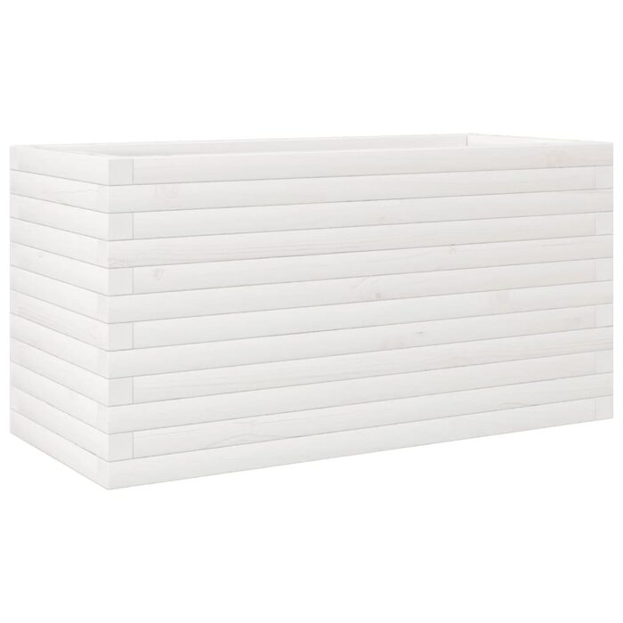 Jardinière blanc 90x40x45,5 cm bois de pin massif – Image 5