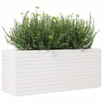 Jardinière blanc 110x40x45,5 cm bois de pin massif – Image 2