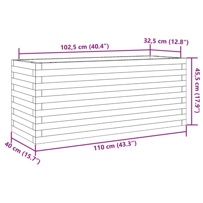 Jardinière 110x40x45,5 cm bois de pin imprégné – Image 8