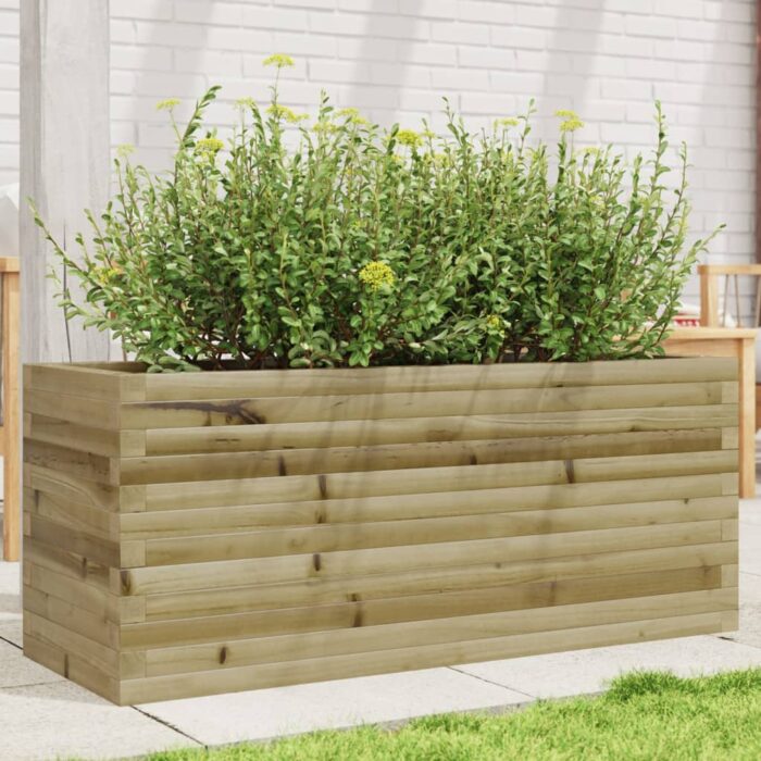Jardinière 110x40x45,5 cm bois de pin imprégné – Image 1