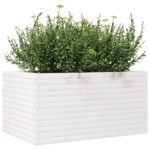 Jardinière blanc 90x60x45,5 cm bois de pin massif – Image 2