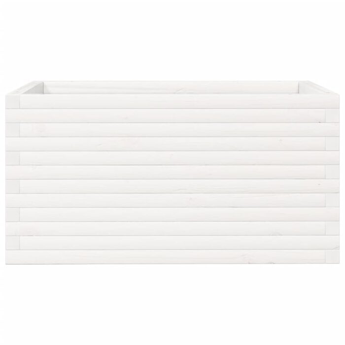 Jardinière blanc 90x60x45,5 cm bois de pin massif – Image 3
