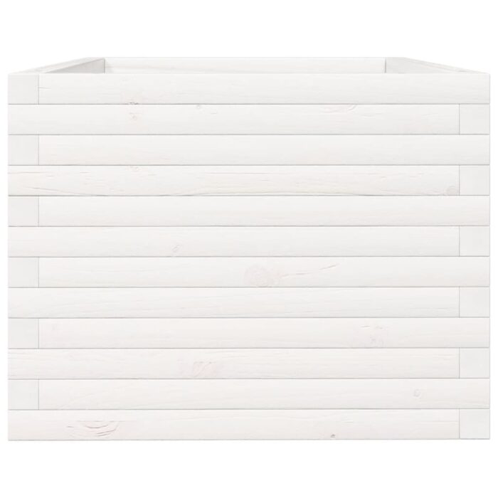 Jardinière blanc 90x60x45,5 cm bois de pin massif – Image 4