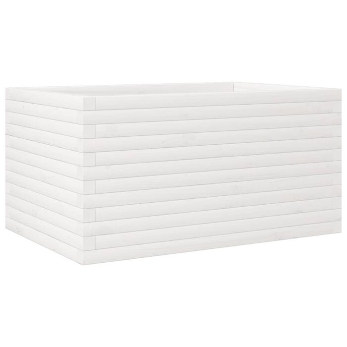 Jardinière blanc 90x60x45,5 cm bois de pin massif – Image 5