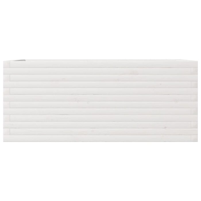 Jardinière blanc 110x60x45,5 cm bois de pin massif – Image 3