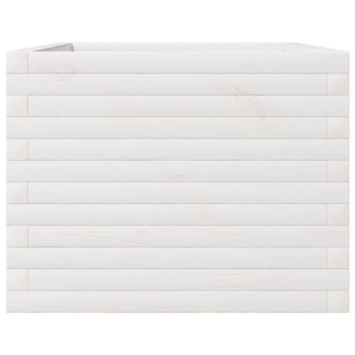 Jardinière blanc 110x60x45,5 cm bois de pin massif – Image 4