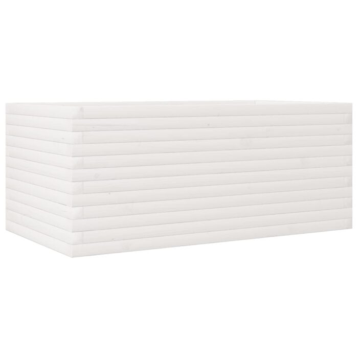Jardinière blanc 110x60x45,5 cm bois de pin massif – Image 5