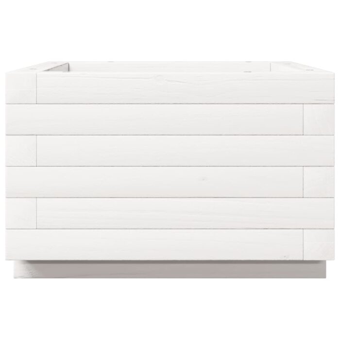 Jardinière blanc 40x40x26,5 cm bois de pin massif – Image 4