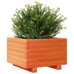 Jardinière cire marron 40x40x26,5 cm bois de pin massif – Image 2