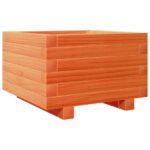 Jardinière cire marron 40x40x26,5 cm bois de pin massif – Image 5