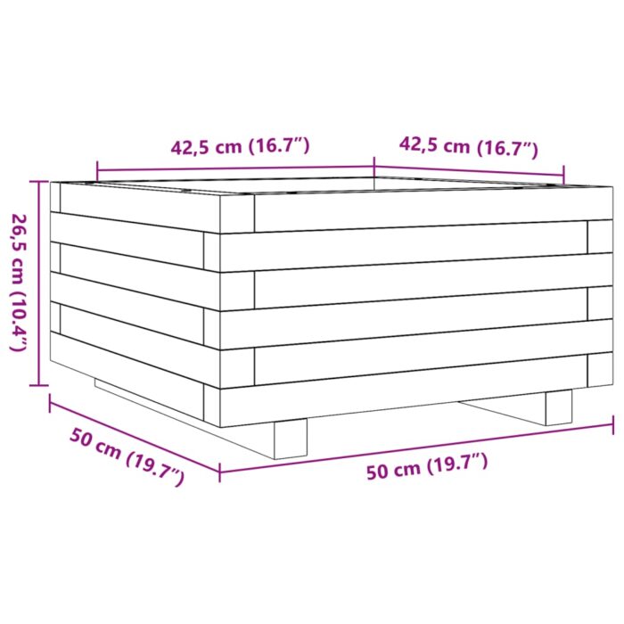 Jardinière 50x50x26,5 cm bois de pin massif – Image 8