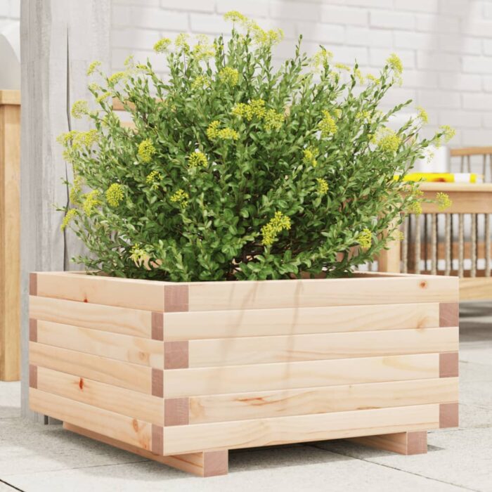 Jardinière 50x50x26,5 cm bois de pin massif – Image 1