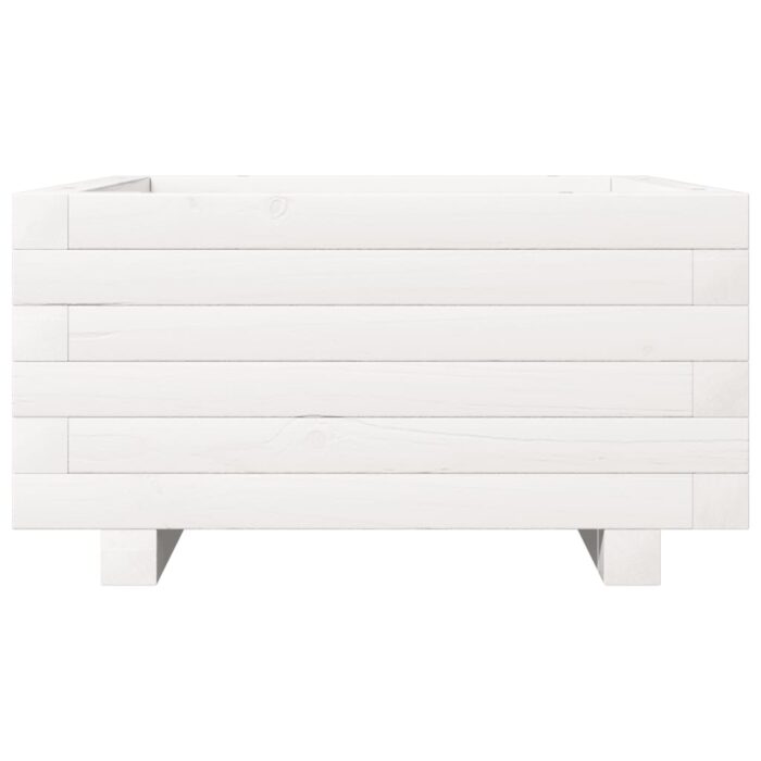 Jardinière blanc 50x50x26,5 cm bois de pin massif – Image 3
