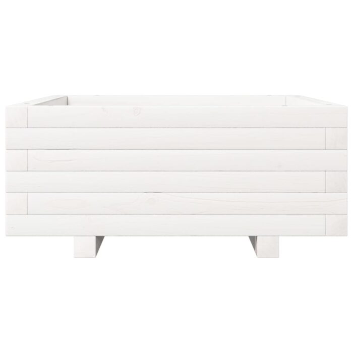 Jardinière blanc 60x60x26,5 cm bois de pin massif – Image 3