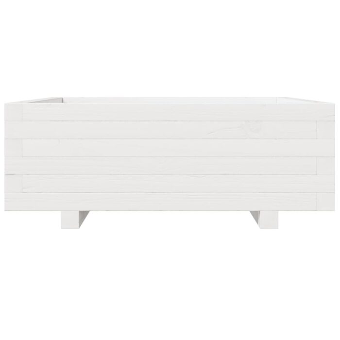 Jardinière blanc 70x70x26,5 cm bois de pin massif – Image 3