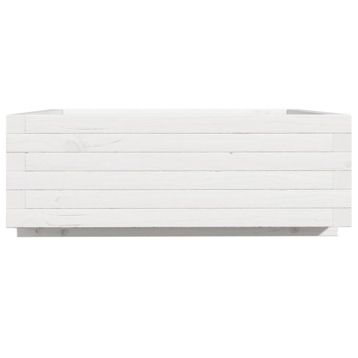 Jardinière blanc 70x70x26,5 cm bois de pin massif – Image 4