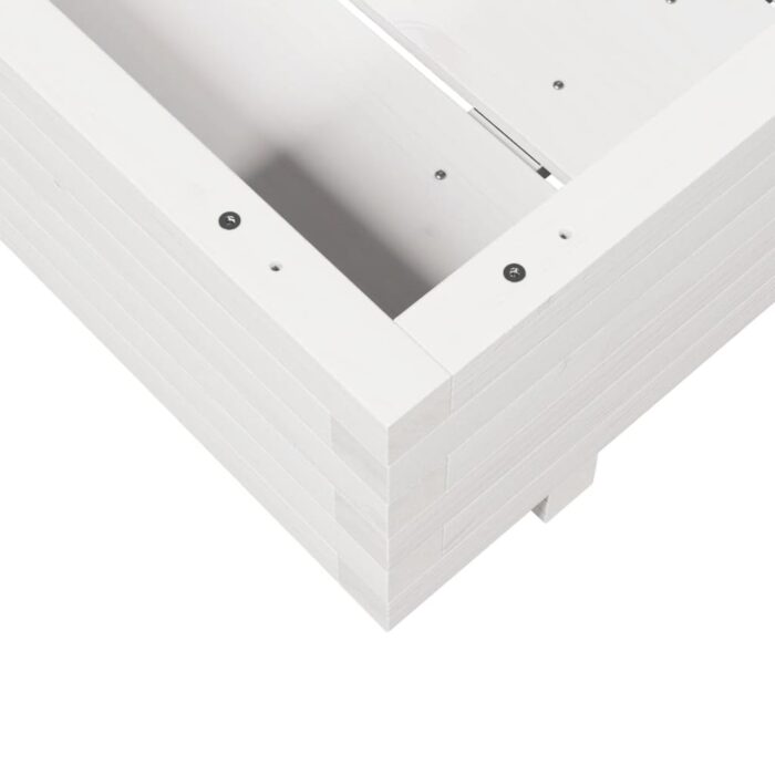 Jardinière blanc 70x70x26,5 cm bois de pin massif – Image 6