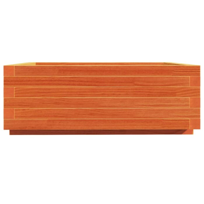Jardinière cire marron 70x70x26,5 cm bois de pin massif – Image 4