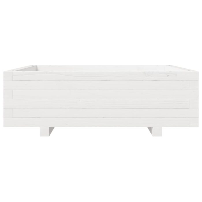 Jardinière blanc 80x80x26,5 cm bois de pin massif – Image 3
