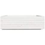Jardinière blanc 80x80x26,5 cm bois de pin massif – Image 4