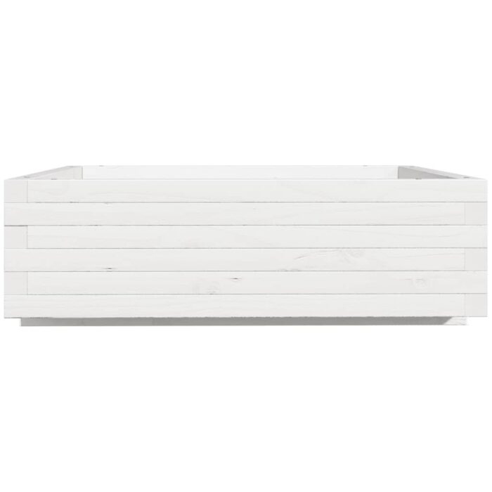 Jardinière blanc 80x80x26,5 cm bois de pin massif – Image 4