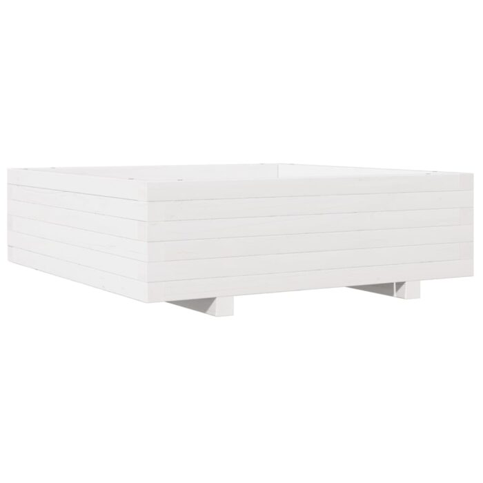 Jardinière blanc 80x80x26,5 cm bois de pin massif – Image 5