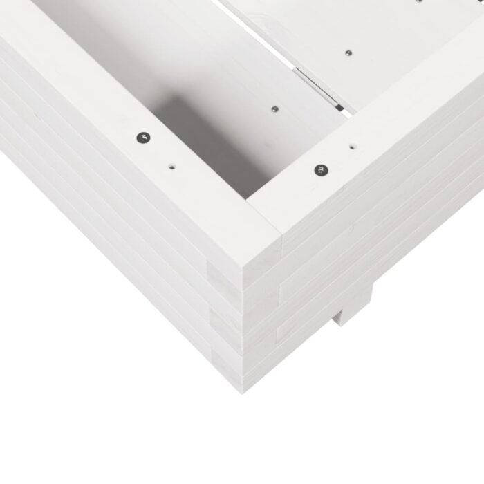 Jardinière blanc 80x80x26,5 cm bois de pin massif – Image 6