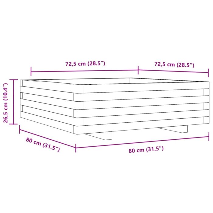 Jardinière blanc 80x80x26,5 cm bois de pin massif – Image 8