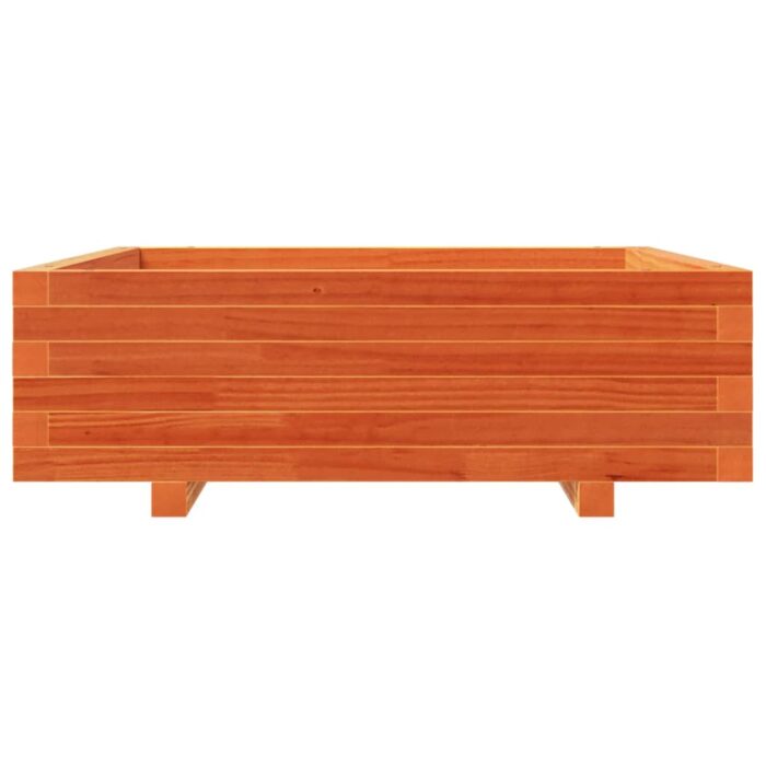 Jardinière cire marron 80x80x26,5 cm bois de pin massif – Image 3