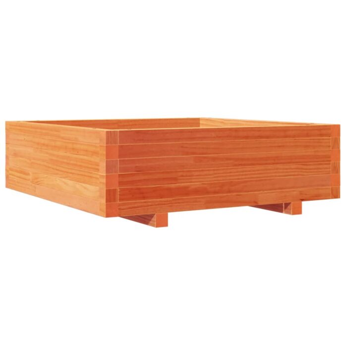 Jardinière cire marron 80x80x26,5 cm bois de pin massif – Image 5